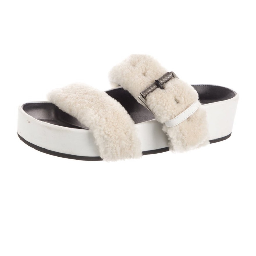 Rag & Bone Evin White Shearling Slides size 38 US 8